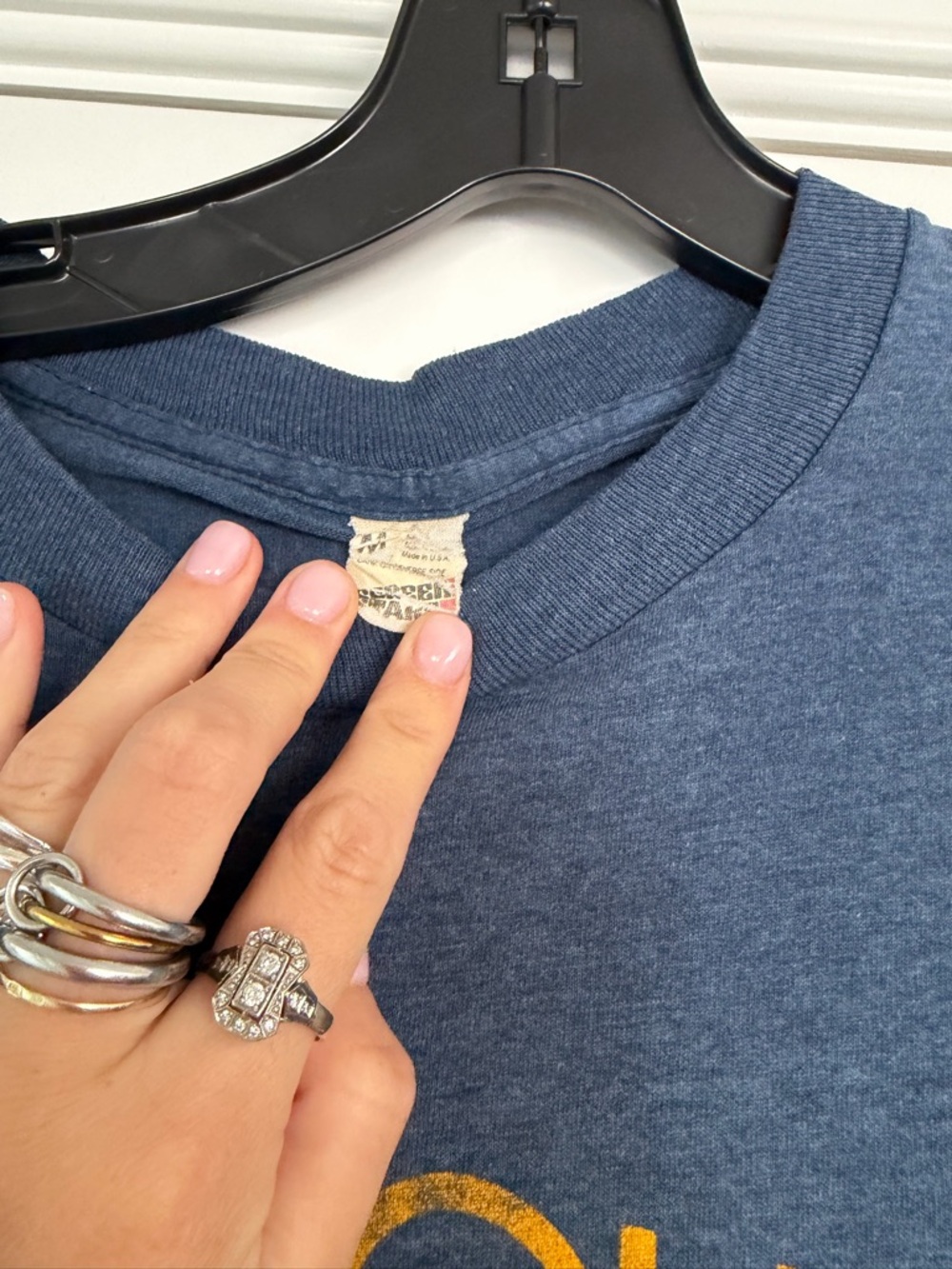 Hanes Blue Tee with Yellow Musician Print - Picture 2 of 4